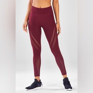 Fabletics SculptKnit High-Waisted Mesh 7/8 Leggings Black Cherry Size XS Yoga
